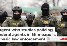 U.S. Border Patrol agents stand guard at the Bishop Henry Whipple Federal Building in Minneapolis, Minn., on Jan. 8, 2026. Charly Triballeau/AFP via Getty Images